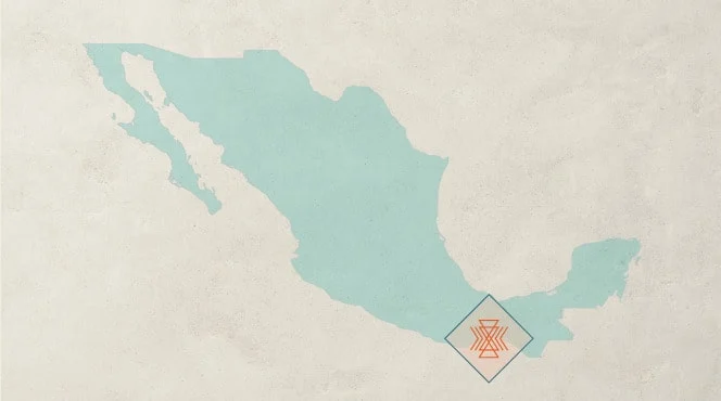 Mexican map highlighting the location of Oaxaca