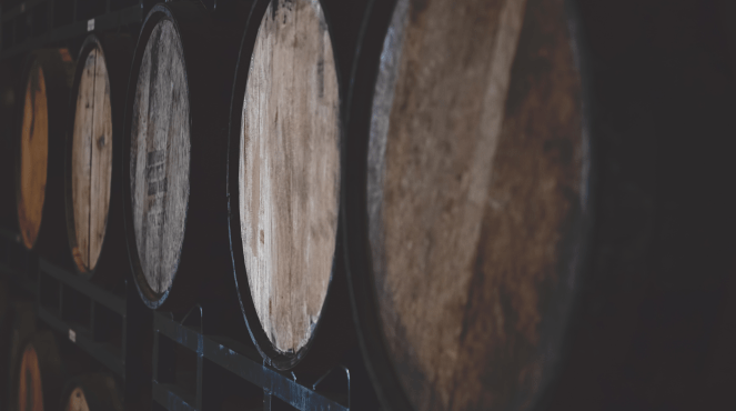 Barrels holding aging mezcal as part of the mezcal process